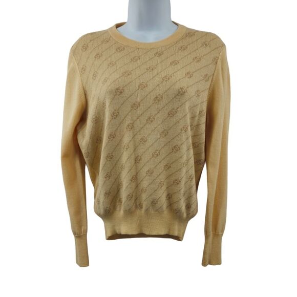 Rare Vintage Gucci Cream Monogram Silk & Cashmere Sweater | Circa 1960s-1970s - Picture 1 of 11